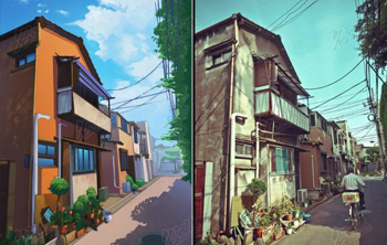 日系居民街道改编插画图片壁纸
