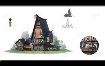 欧洲石房建筑设计插画图片壁纸