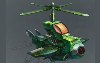 军绿小飞机插画图片壁纸