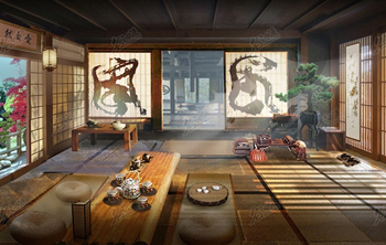日式茶厅插画图片壁纸