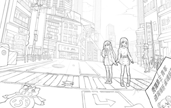 现代化都市少女逛街插画图片壁纸