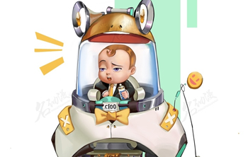 宝宝驾驶蛙型机器遛狗插画图片壁纸