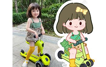 玩童车的小女孩插画图片壁纸