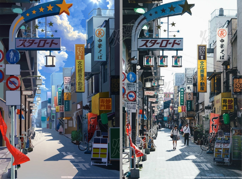 日本商业街改编插画图片壁纸
