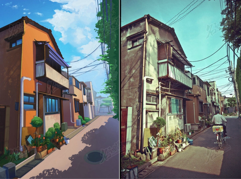 日系居民街道改编插画图片壁纸