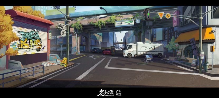 日系荒芜街道插画图片壁纸