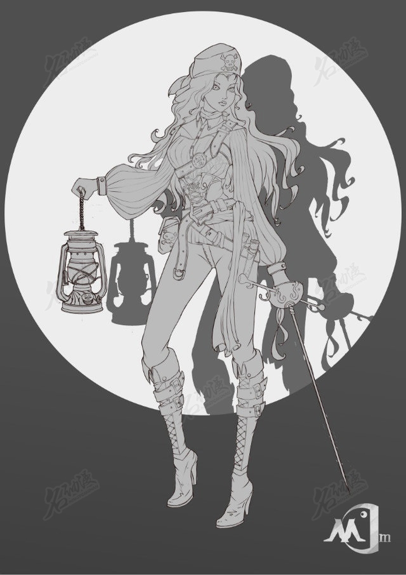 探险的女海盗插画图片壁纸