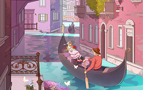 水上威尼斯之旅插画图片壁纸