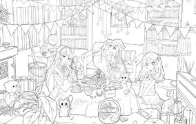 少女们的茶会时间插画图片壁纸