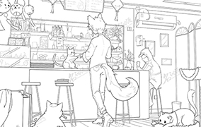 兽人咖啡厅插画图片壁纸
